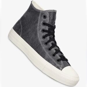 CONVERSE 11 M/13 W Unisex Black Genuine Snake Print Leather Skate Sneakers